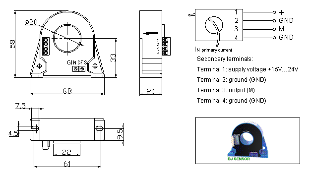 AC current transducer CHY-5AF