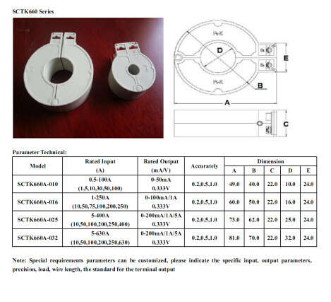 SCTK660A Series Split Core CT current transformer 