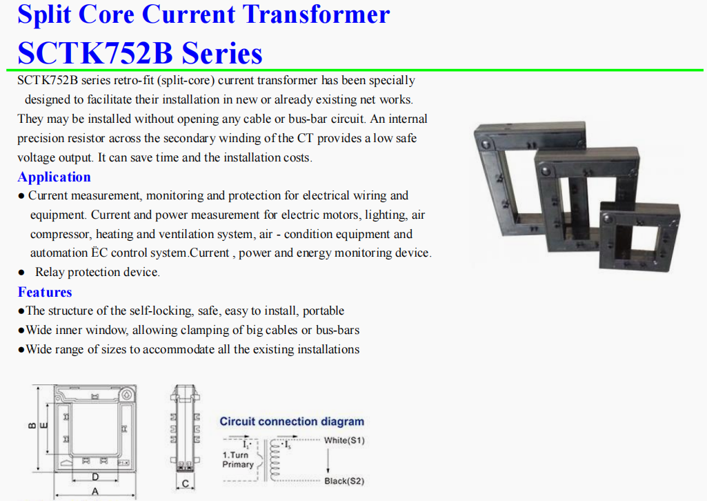 SCTK752B Split Core Current Transformer